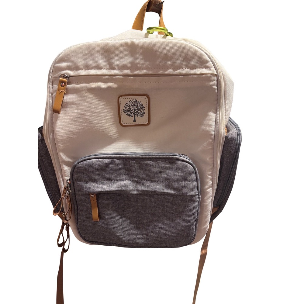 Birch Bag Backpack Diaper‎ Bag Cream Grey Insulated Pockets Excellent Condition